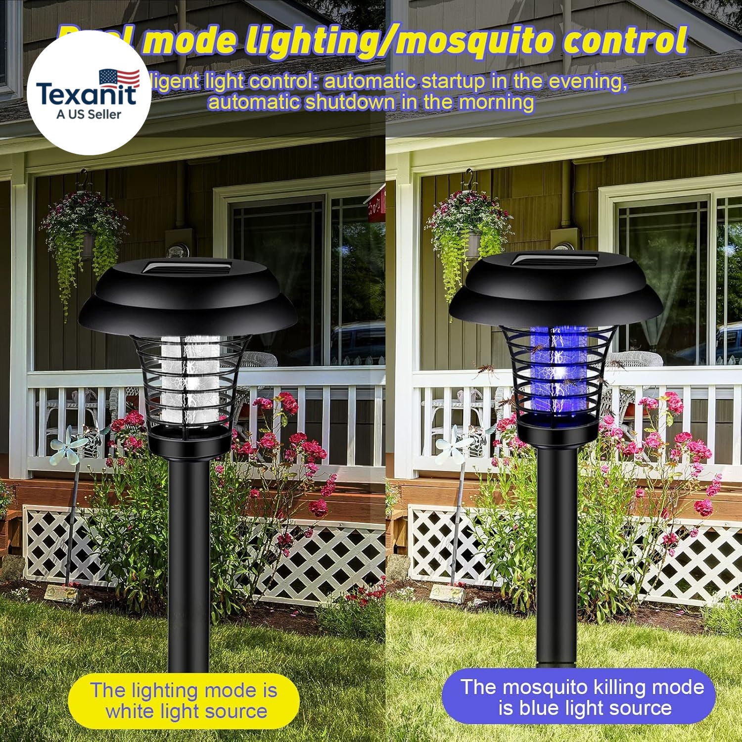4 Pcs Solar Bug Zapper Waterproof Outdoor Mosquito Zapper Killer and Lighting Re