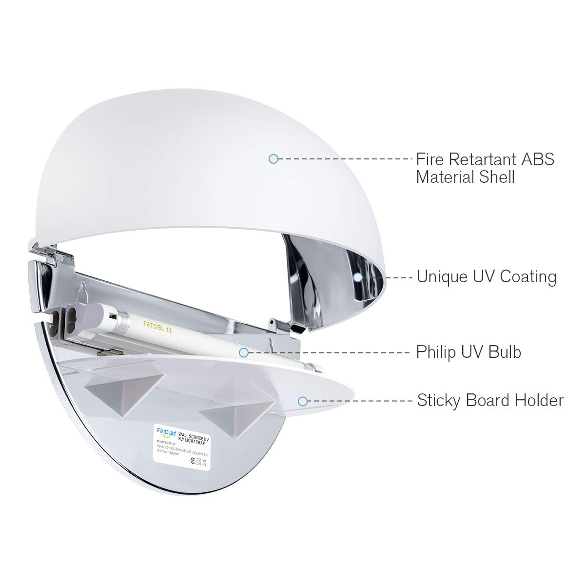 Wall Sconce Fly Light Trap for Capturing Flies, , Gnats, Mosquitos and Other