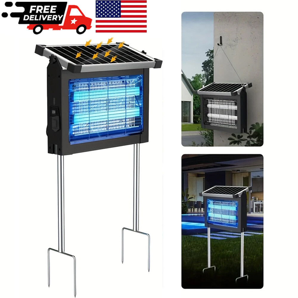 Solar Bug Zapper Outdoor Mosquito Zapper 4500V Waterproof Rechargeable Fly Zappe