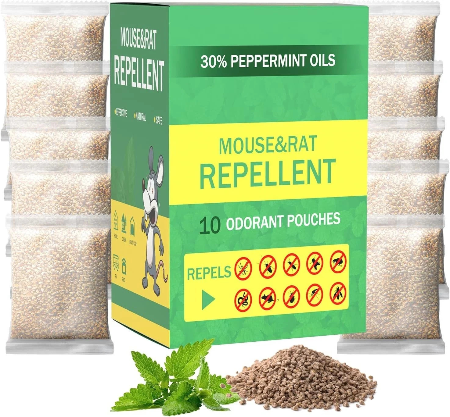 Vamoose Natural Rodent Repellent – 10 Pack Peppermint Oil – Mice & Rat Deterrent