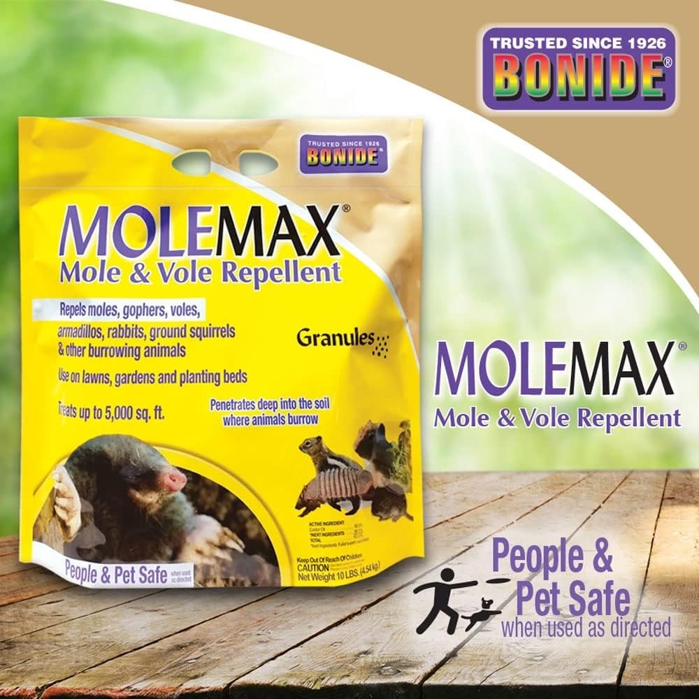 Ready-to-Use MOLEMAX Mole & Vole Repellent Granules – 10 lbs for Safe Gardens
