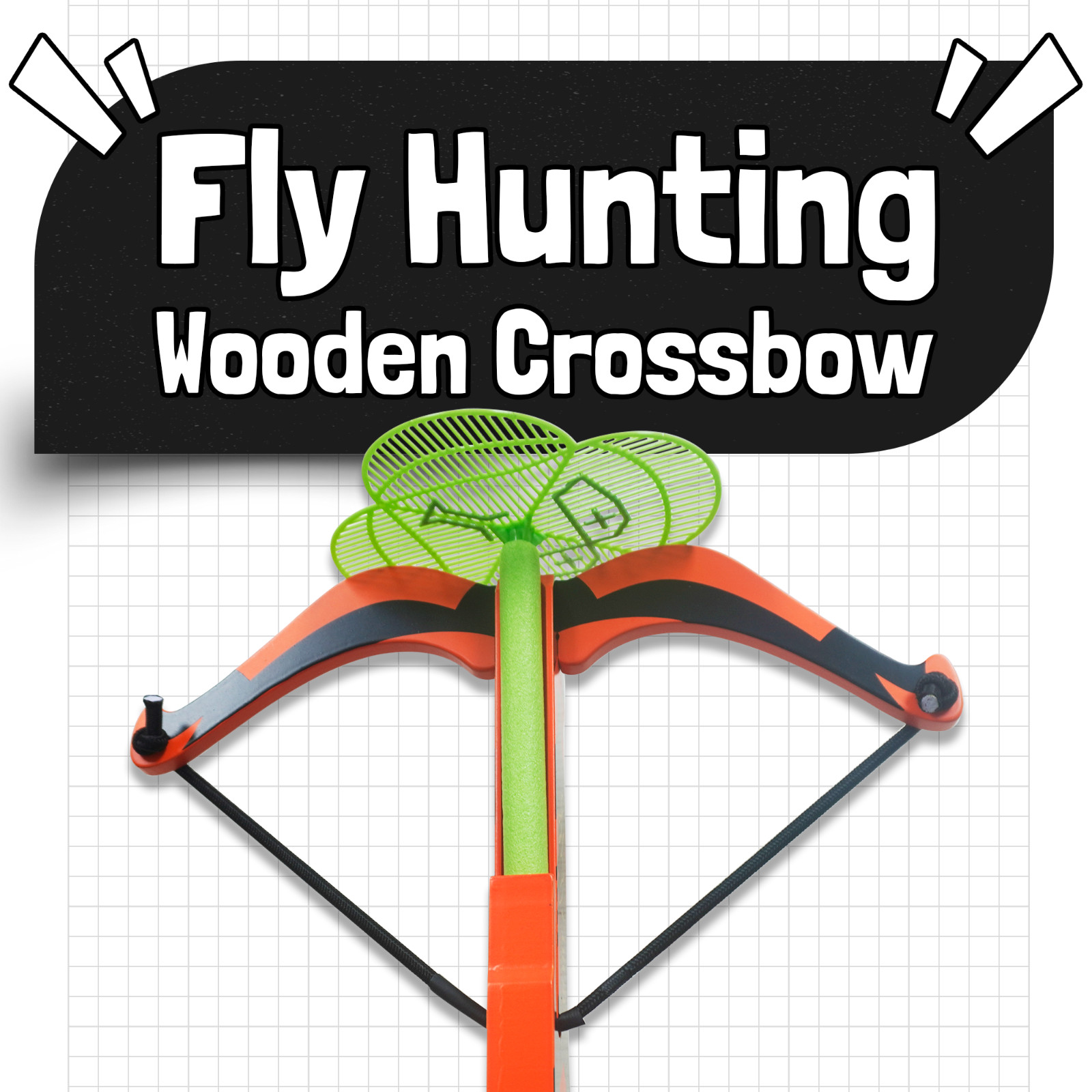 KHAMPA Wooden Crossbow Fly Killer Bug Fly Swatter Arrows Bug Assault Pistol Set