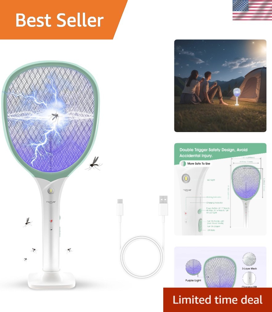 Modern Rechargeable Mosquito Zapper – 3000V Electric Swatter for Home/Outdoor