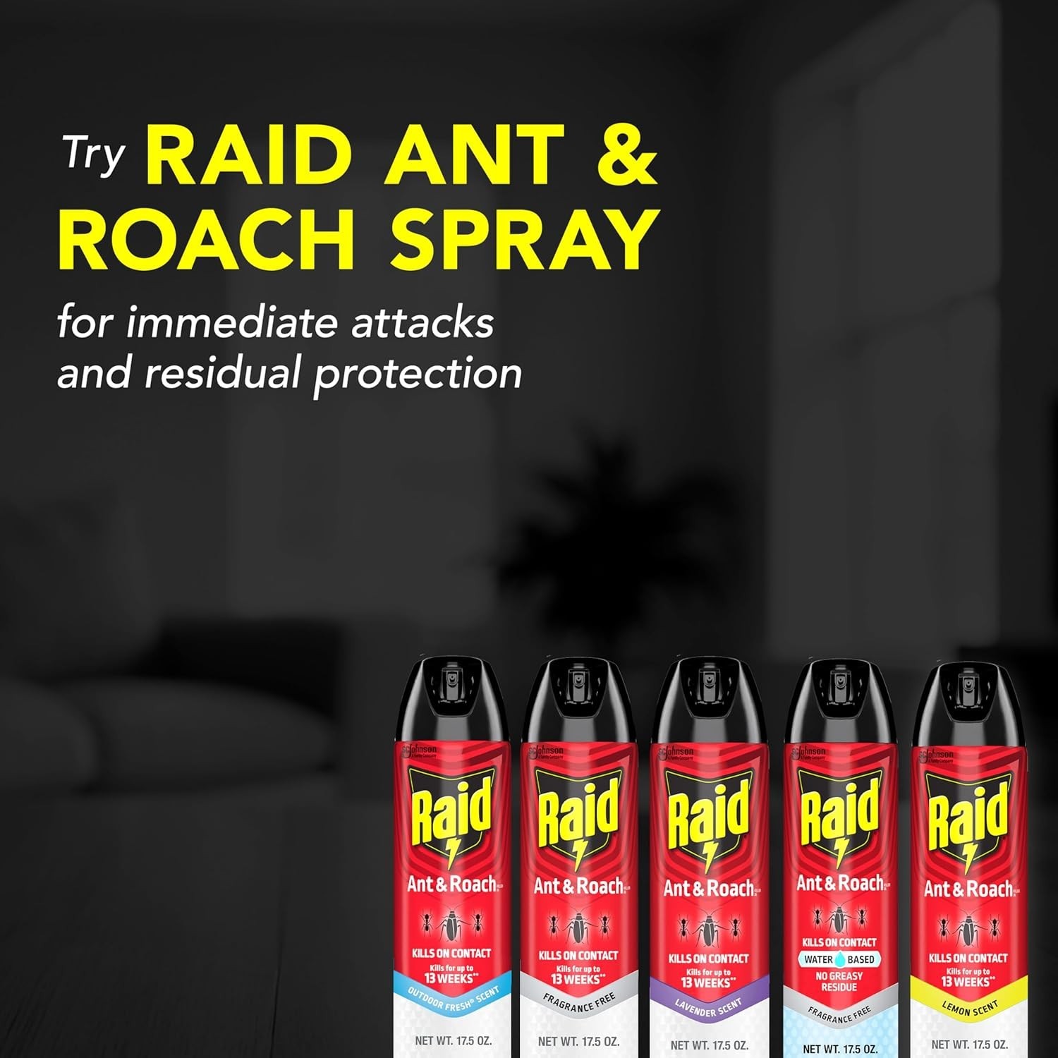 Raid® Ant & Roach Killer 26, Fragrance-Free Bug Spray, 17.5 fl. oz. 2 count. New