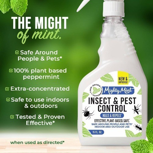 Mighty Mint Peppermint Oil Bug Spray Pump 15oz Pet Safe Plant Indoor Outdoor