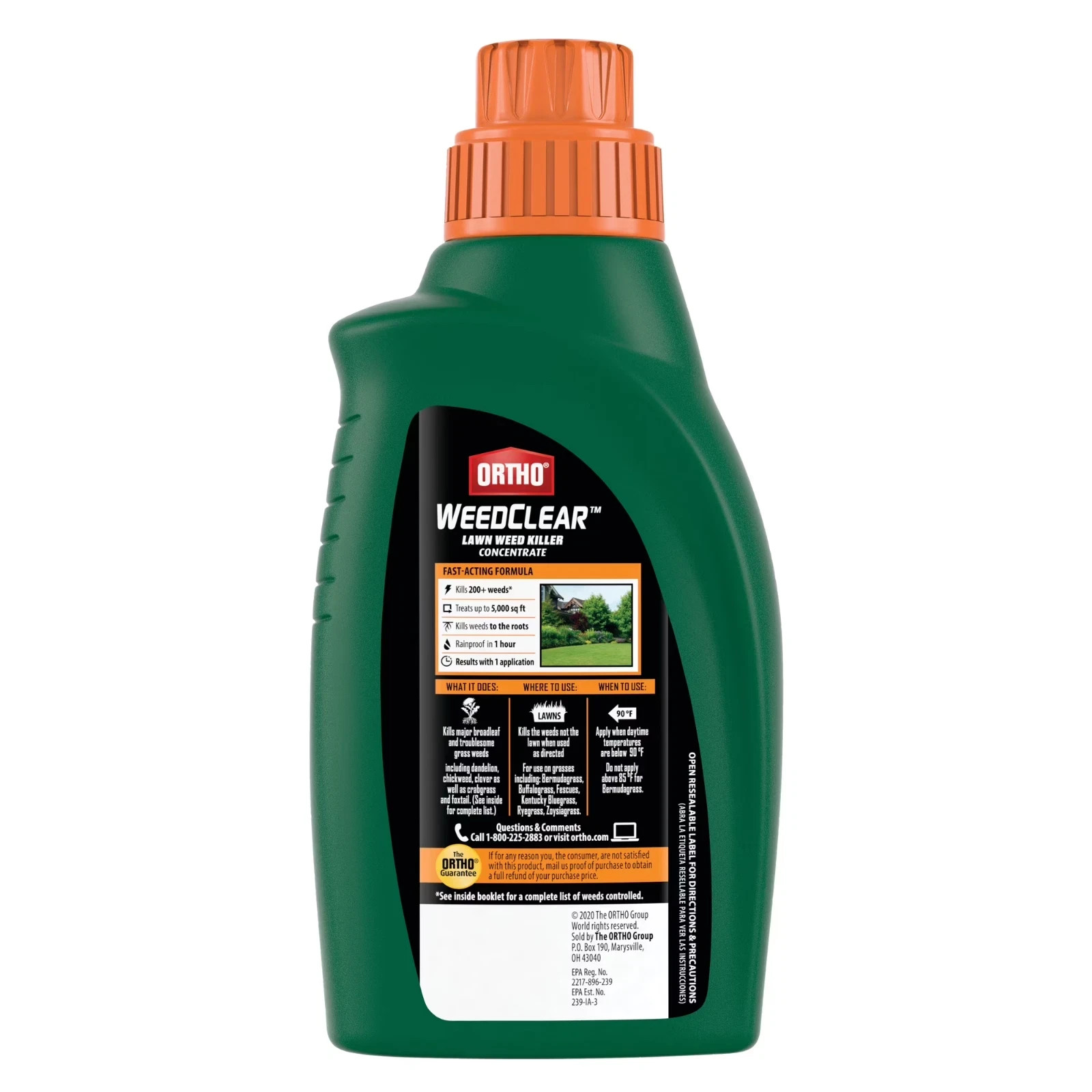 Ortho WeedClear Lawn Weed Killer Concentrate, Kills Crabgrass and Dandelion, 32