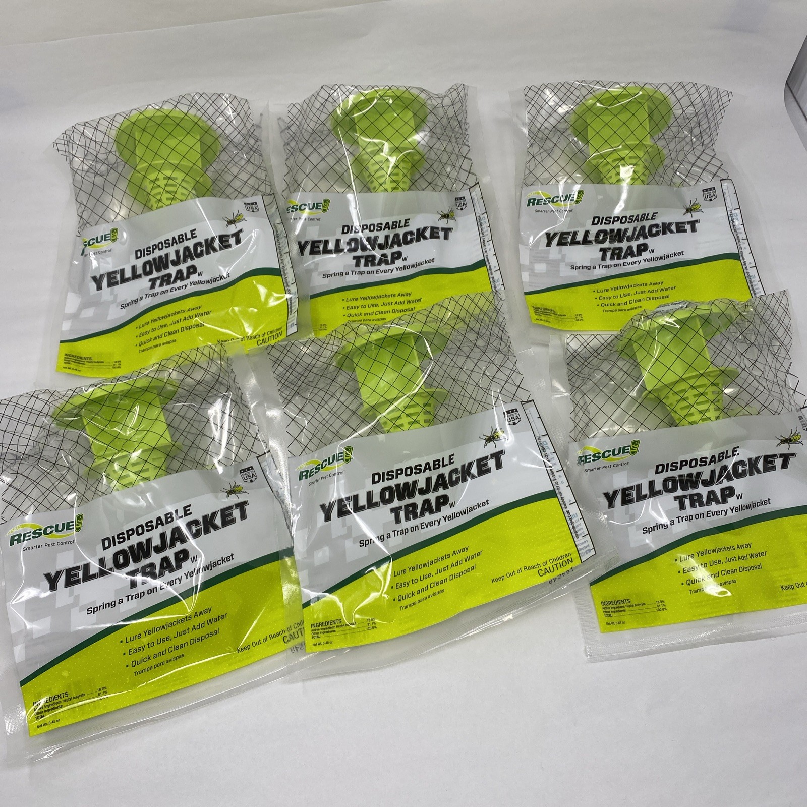 6 Pack RESCUE Yellow Jacket Disposable Traps Outdoor Wasp Trap NEW USA