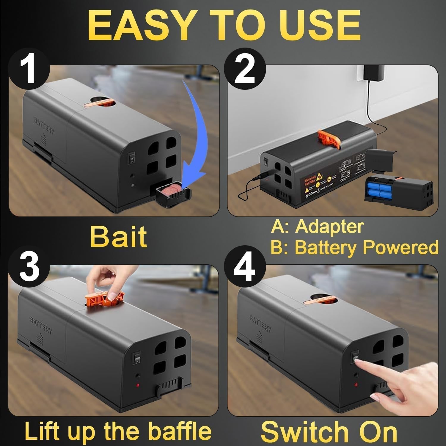 Upgraded Electronic Mouse Trap Control Kill Big Rat Pest Electric Rodent Zapper