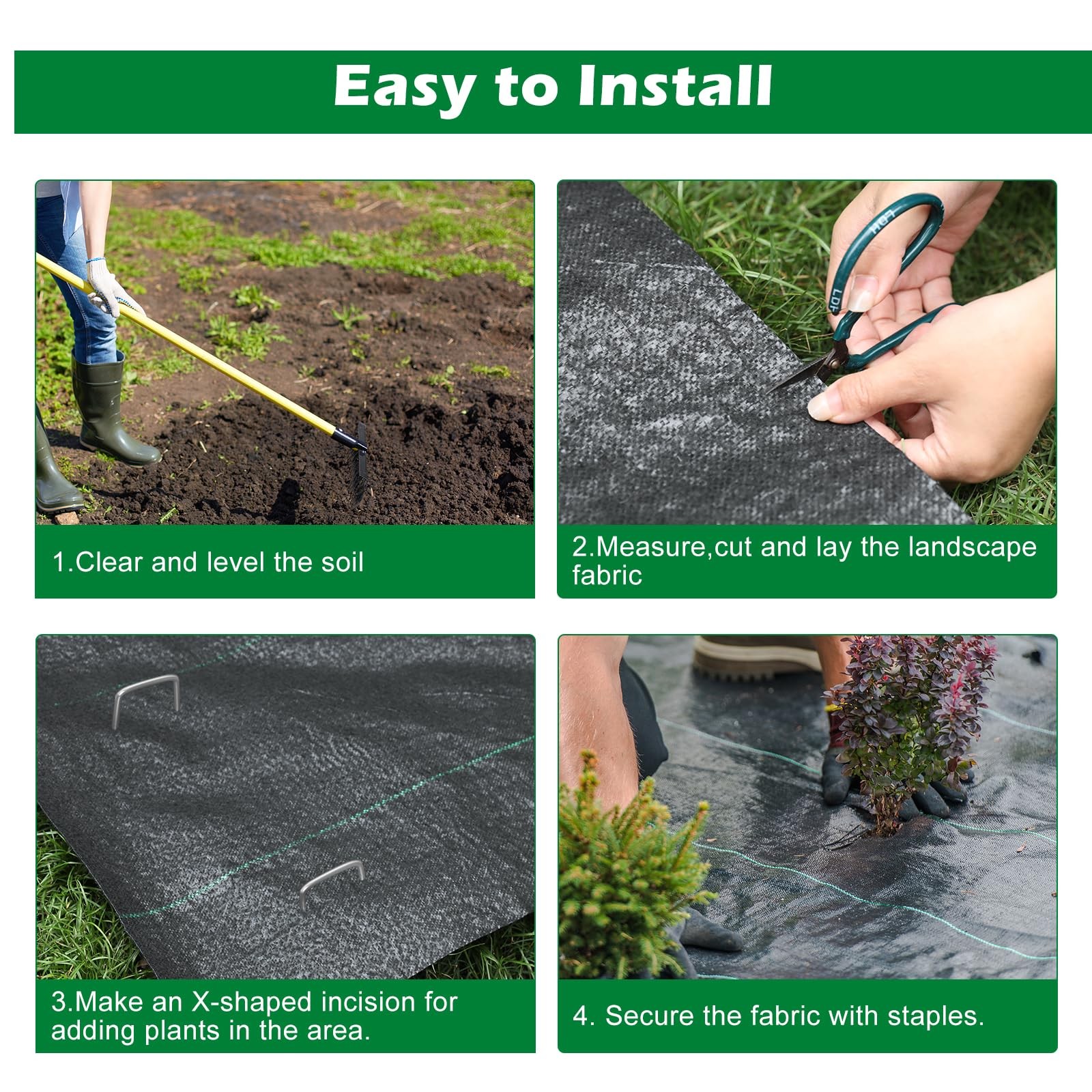 Waenlir 5.8Oz 5Ft X 100Ft Heavy Duty Landscape Fabric Weed Barrier Premium