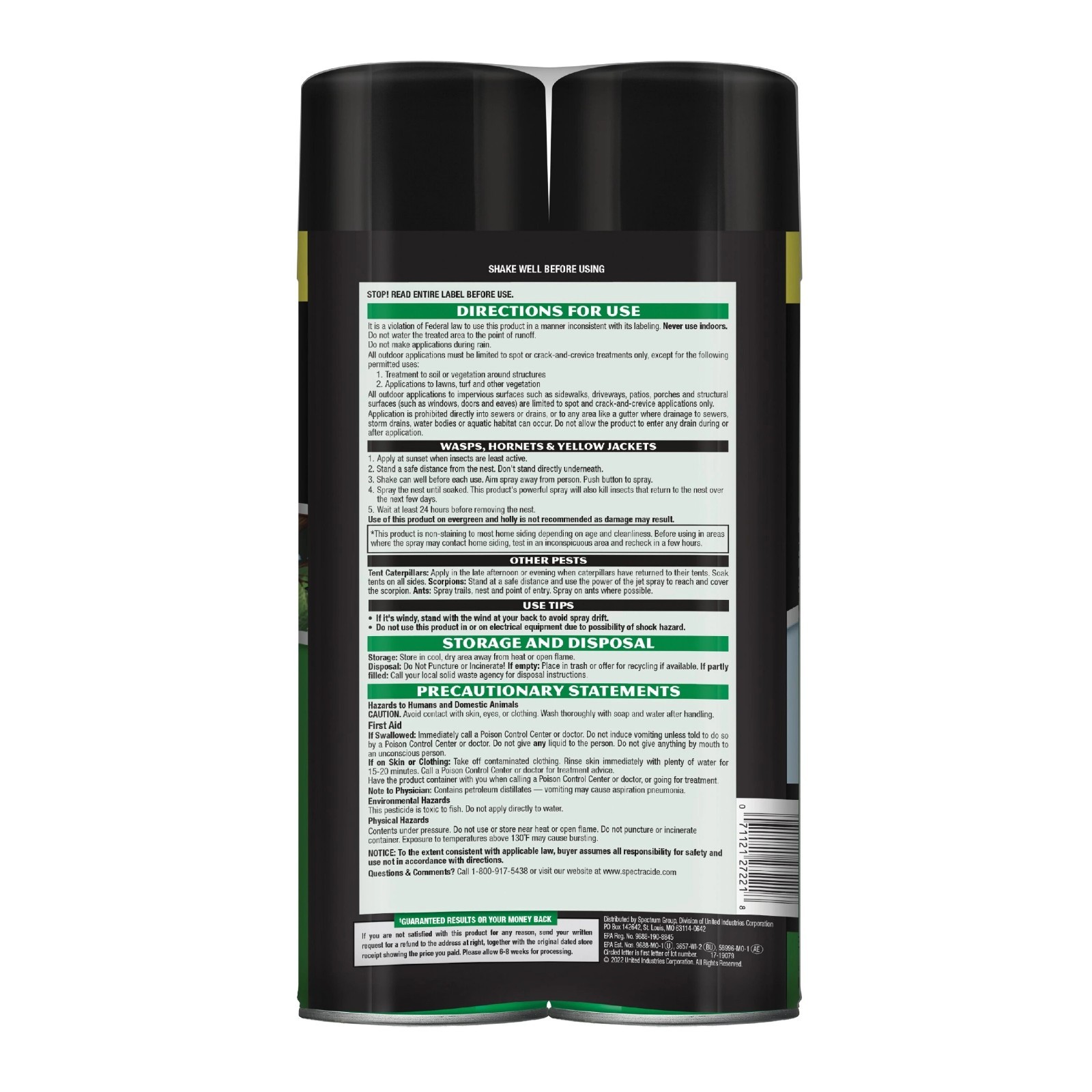 Spectracide Wasp & Hornet Killer Aerosol Spray, Twin Value Pack, 18.5 Ounce