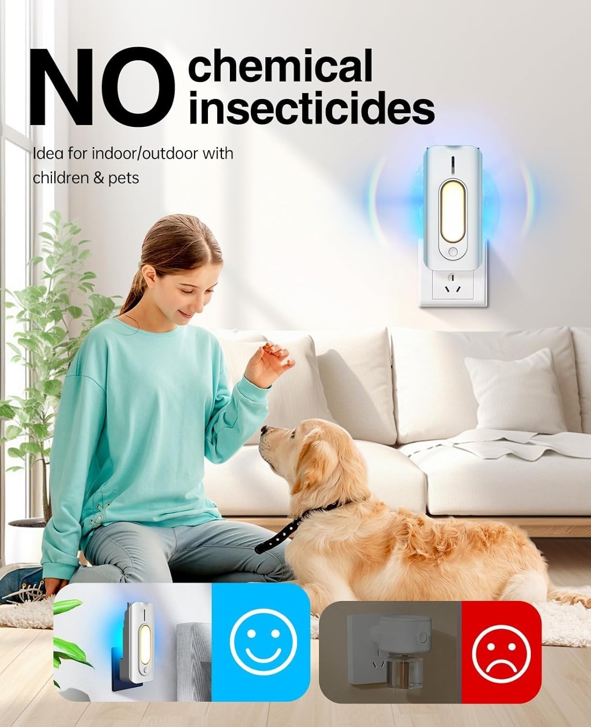 Indoor Fly Trap Plug-in Insect Killer w/ Night Light – Fruit Fly Gnat Mosquito M