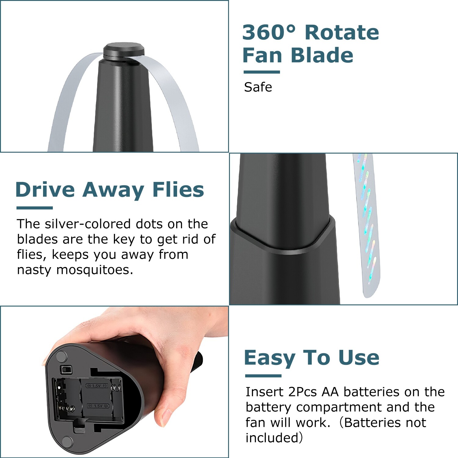 4pcs Fly Mosquito Pest Bugs Repellent Fan Battery Power Food Protector Portable