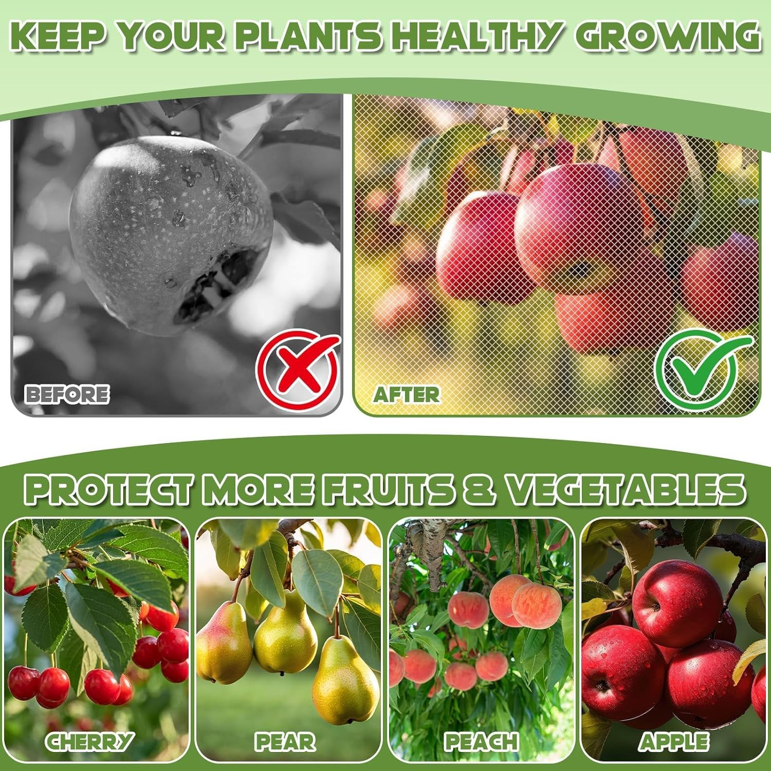 1Pcs 15Ft X 15Ft Extra Large Fruit Tree Netting Cover with Zipper and Drawstring