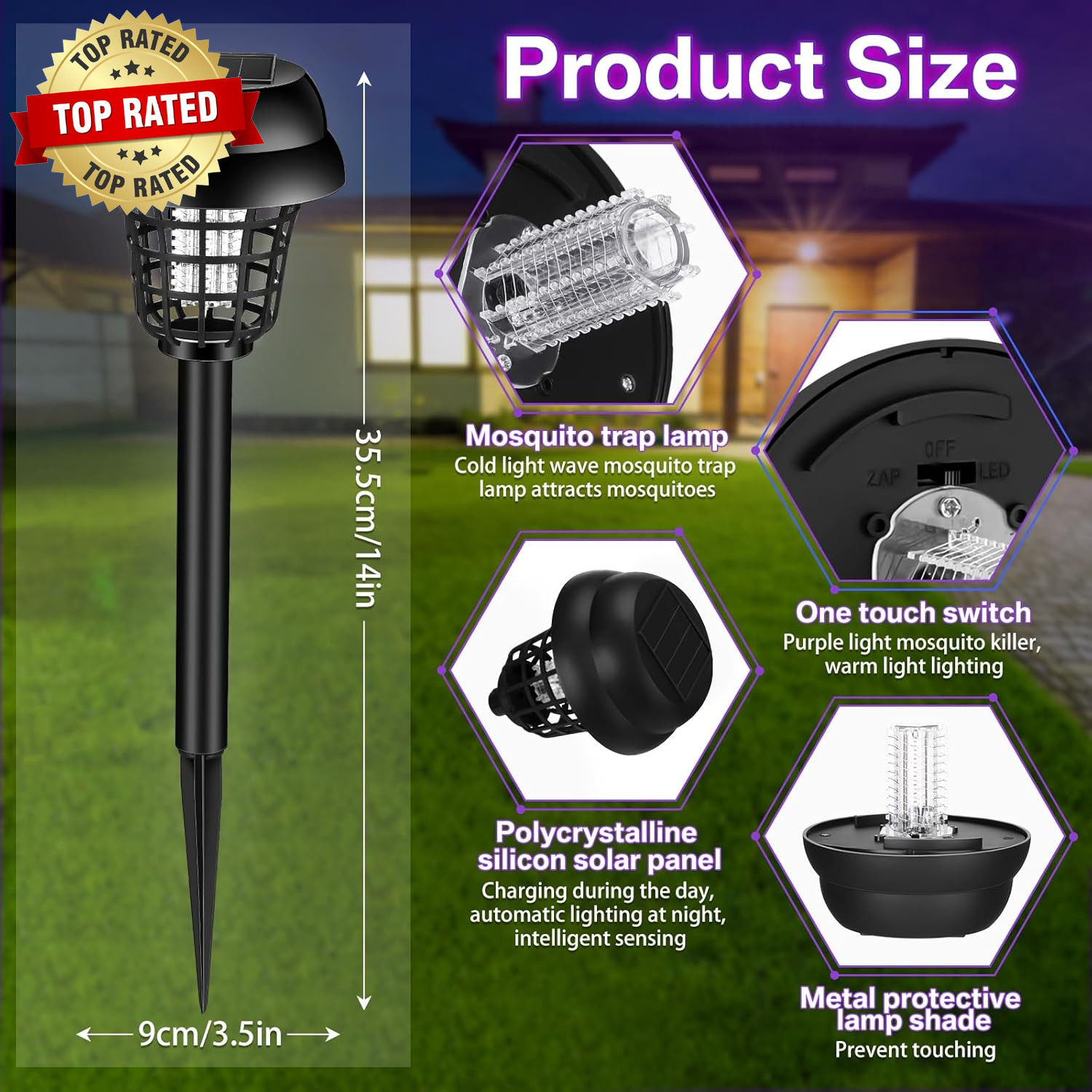 4 Pcs Solar Bug Zapper Waterproof Outdoor Mosquito Zapper Mosquito Killer and Li