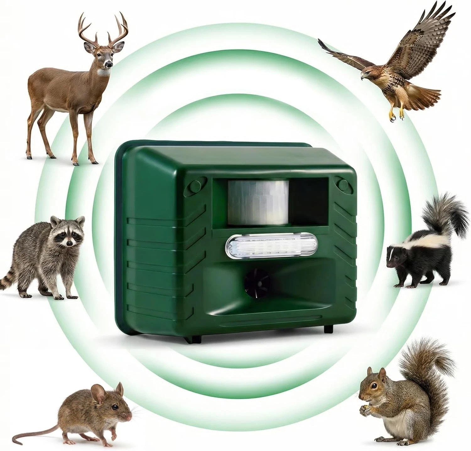 Effective Yard Sentinel Repeller, Ultrasonic, 3 Modes, Dual Power, Wide Coverage