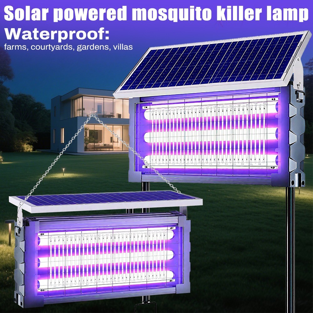 Solar Bug Zapper Outdoor Mosquito Zapper 4500V Waterproof Rechargeable Fly Trap