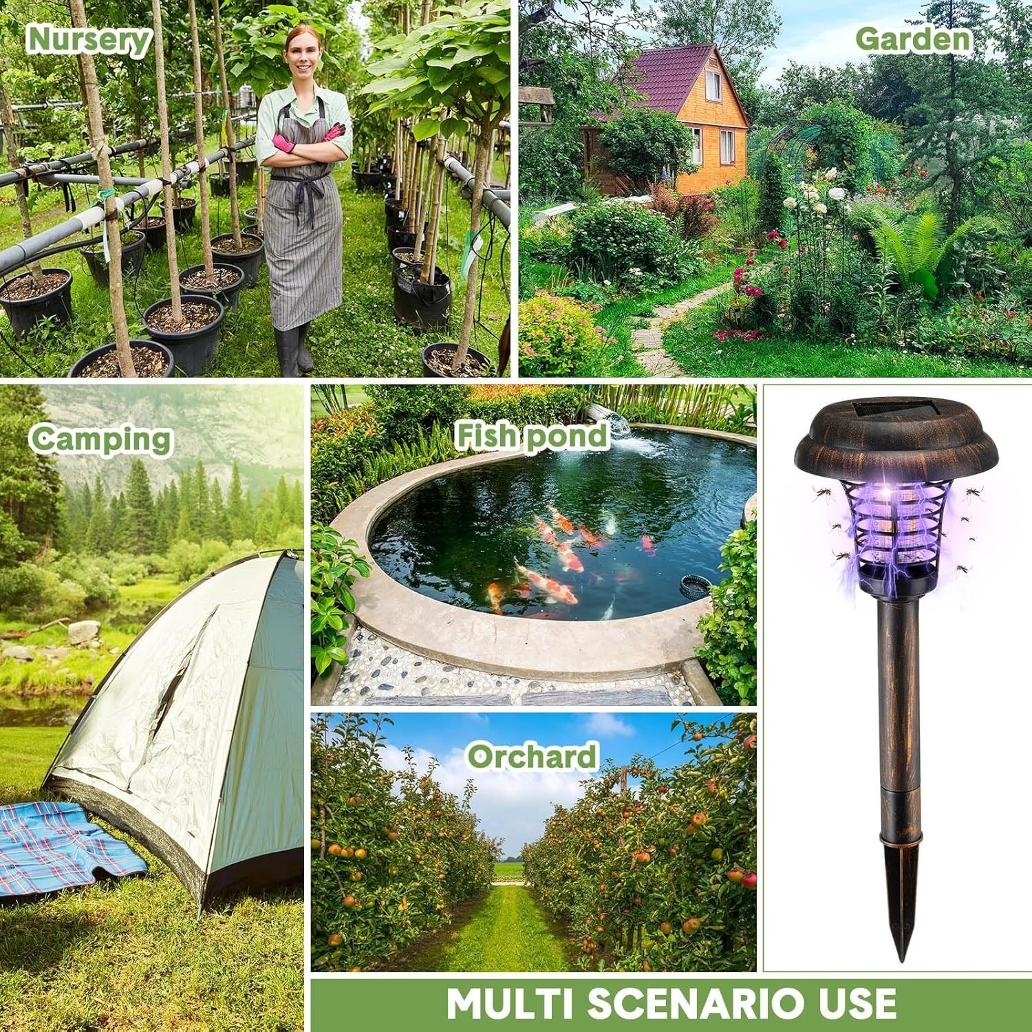 4 Pcs Solar Bug Zapper Waterproof Outdoor Mosquito Zapper Killer and Lighting Re
