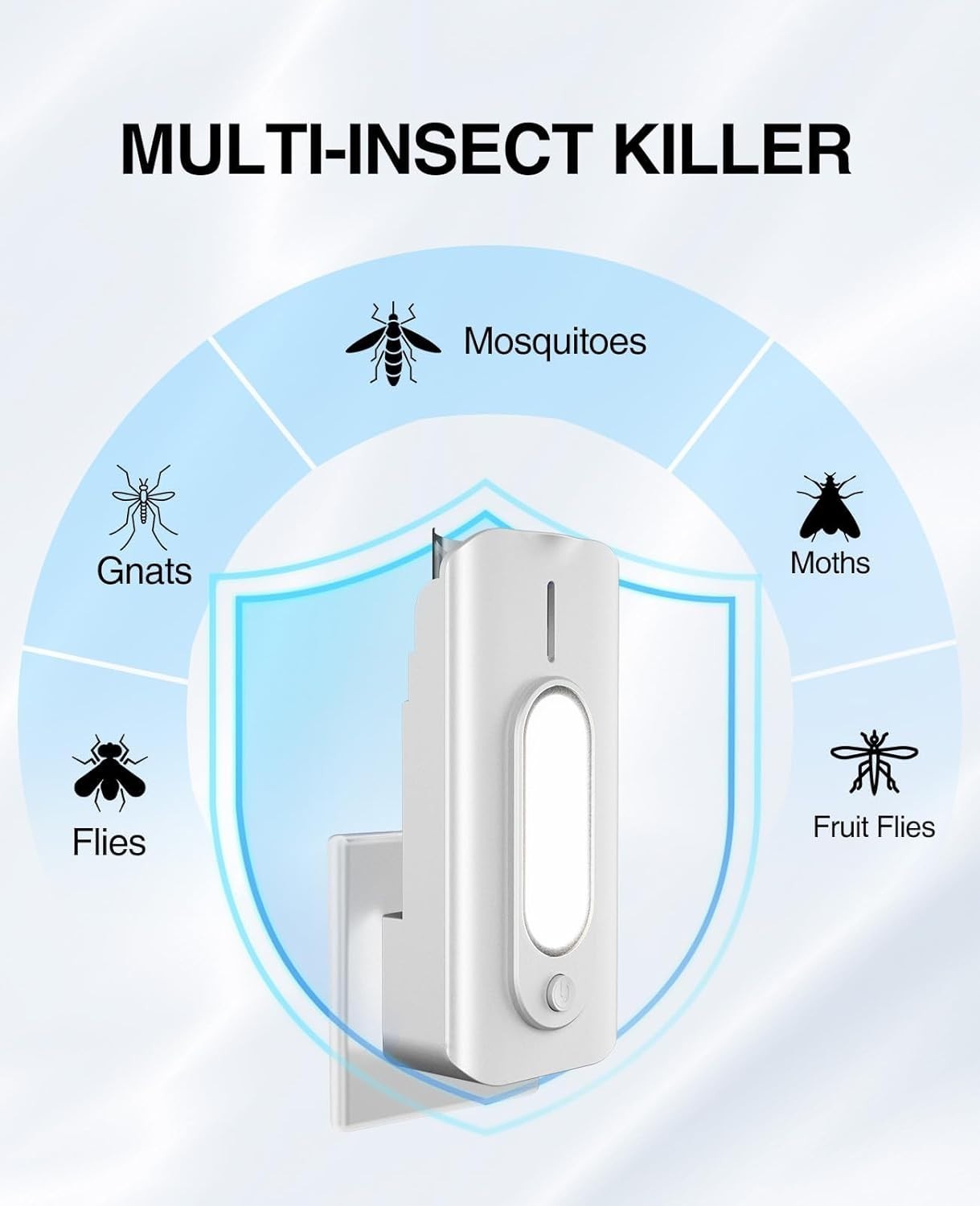 Indoor Fly Trap Plug-in Insect Killer w/ Night Light – Fruit Fly Gnat Mosquito M