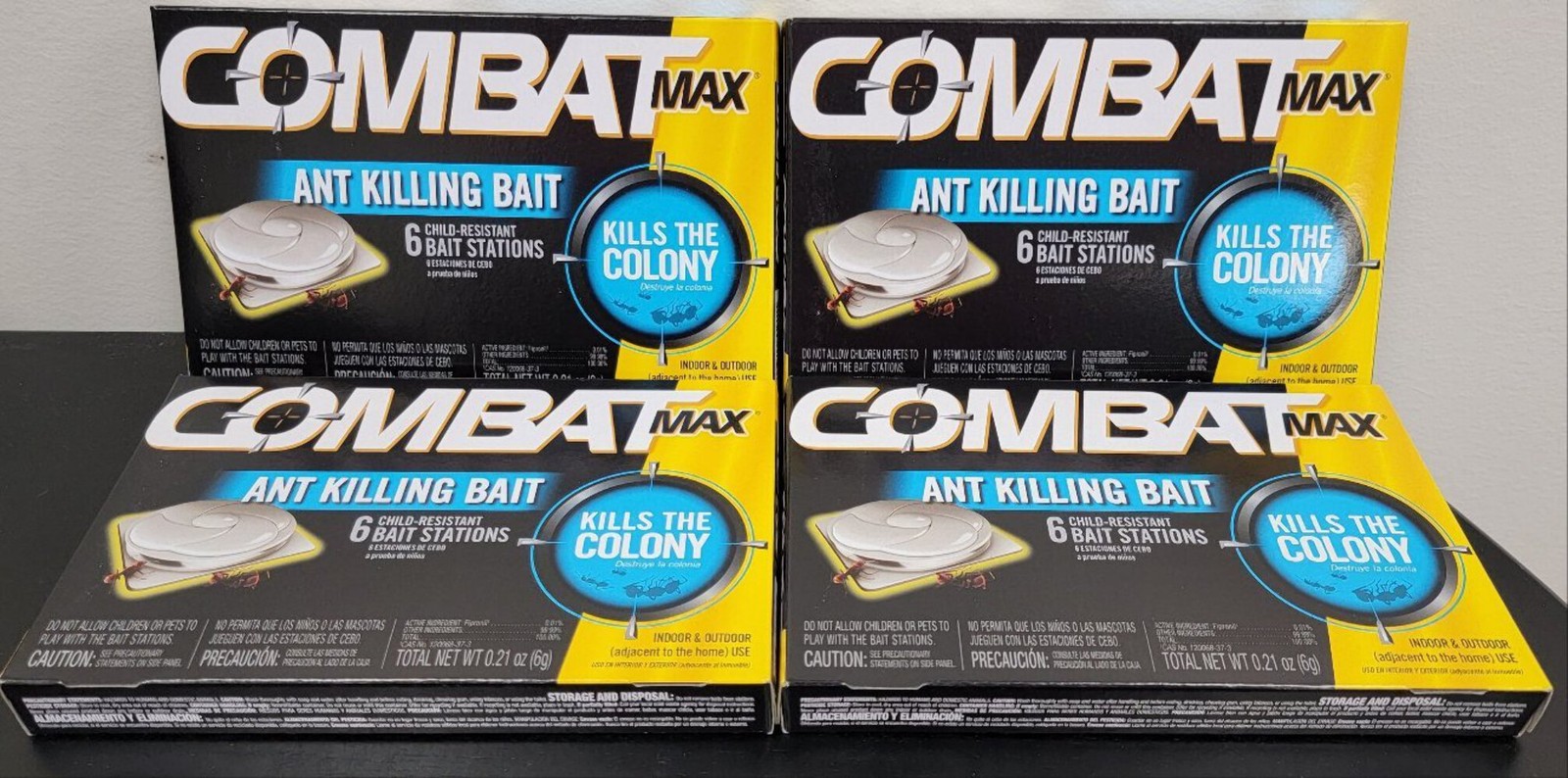 Combat Max Source Kill Ant Báit Killing Indoor Outdoor Lot of 12 – 6 Station Pac