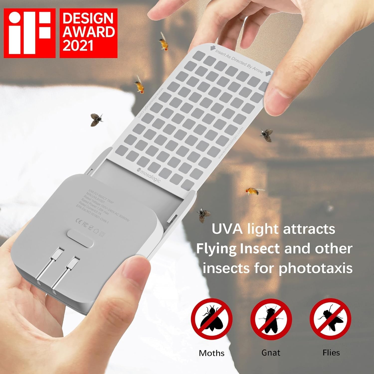 Modern Fly Tapper with UV Light & Night Light – Captures Mosquitoes Effortlessly