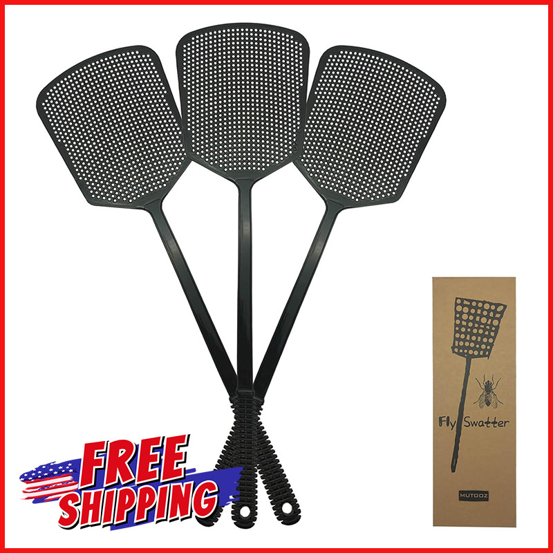 MANUAL INSECT MOSQUITO FLY SWATTER Multi-Pack Flexible Long Thick Handle 3 Pack