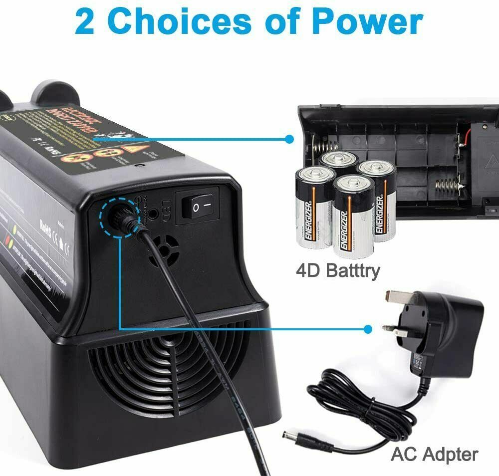Upgraded Electronic Mouse Trap Control Kill Big Rat Pest Electric Rodent Zapper