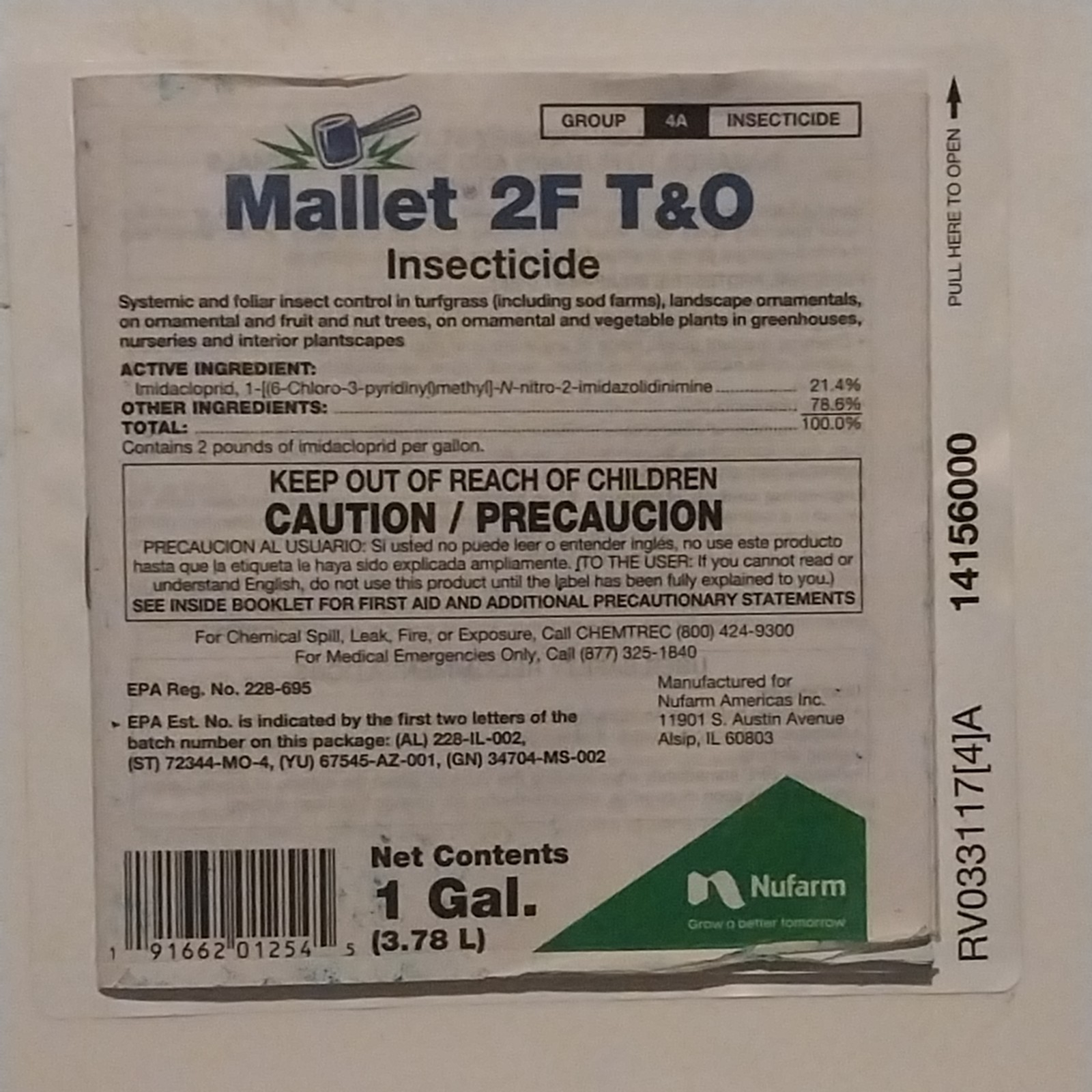 Mallet 2F T&O Insecticide 1 gallon/ 128 oz