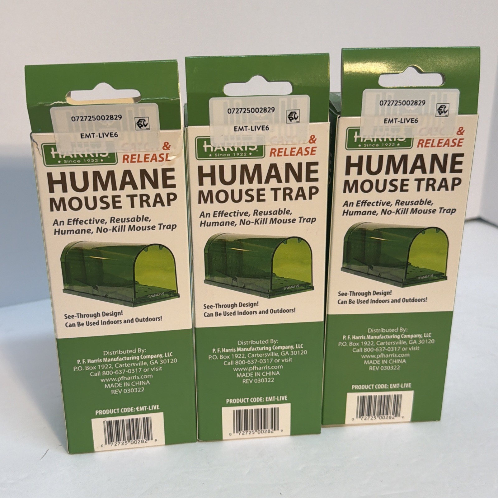 3 Pack – Harris Humane Mouse Trap – Catch & Release Size: 6.25” X 2.75” X 2.5”