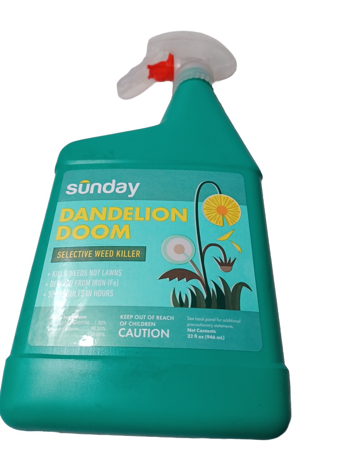 Sunday Dandelion Doom – Sunday Spot Weed Control 32 Fl. Oz. Bottle- NEW