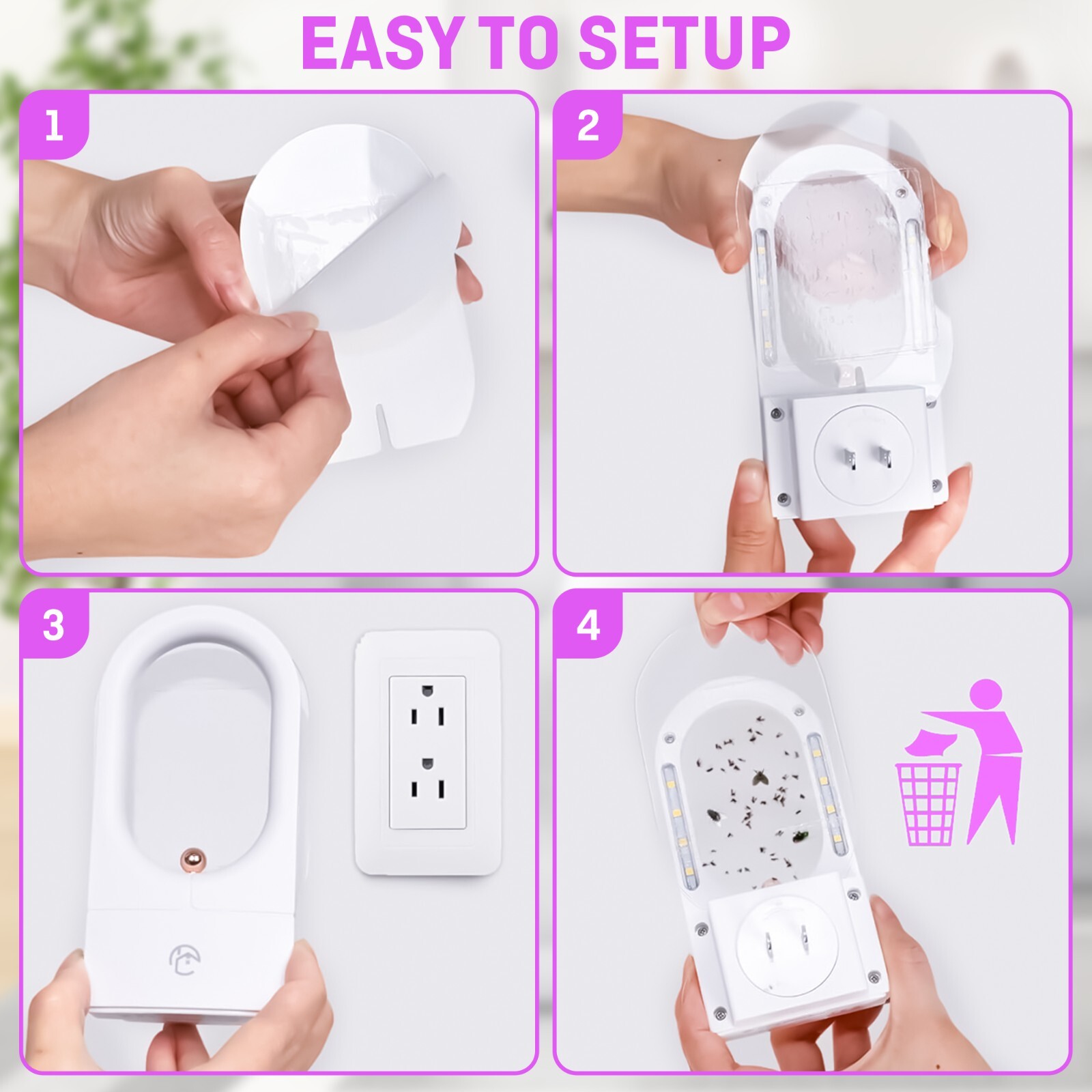 ADDOT Indoor Plug-In Fly Trap for Flies Fruit Flies Moths Gnats