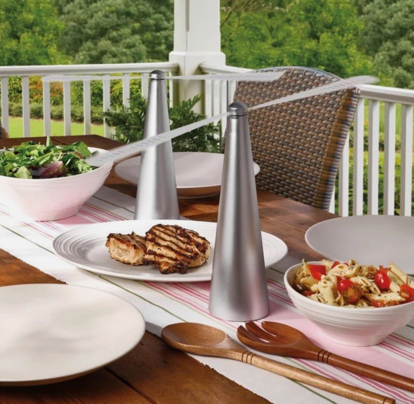 Elements Set of 2 Rechargeable Bug Repelling Fans Silver Portable Outdoor Camp