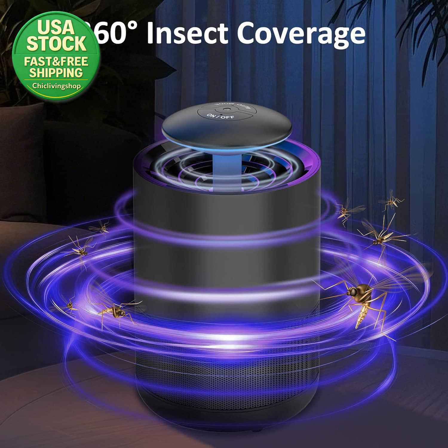 Indoor Insect Trap UV Light Fly Catcher Mosquito Gnat Fruit Fly Killer 360