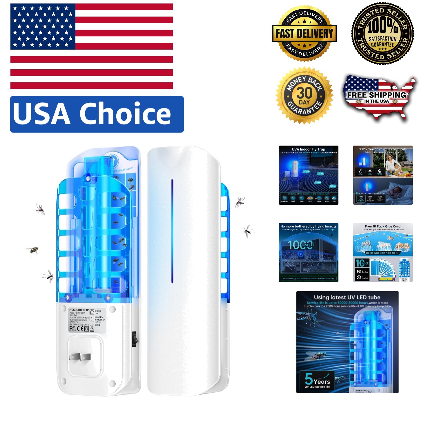 Sleek Plug-in Flying Insect Zapper with 10 Refill Boards – Modern Home Essential