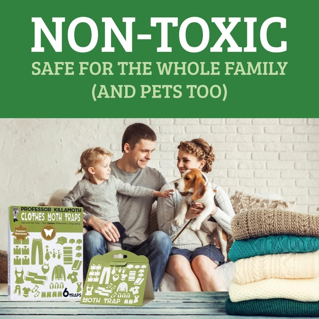 Clothes Moth Traps Natural Non-Toxic Household Wardrobe Protection 6 Pack