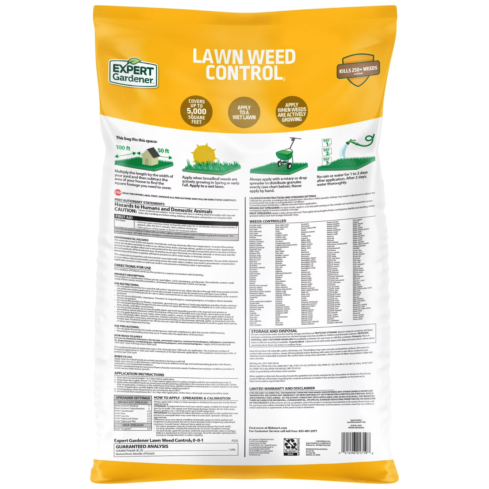 Weed Killer Kills Dandelions Clover 5000 Sq Ft Granular, 14 Lb Expert Gardener