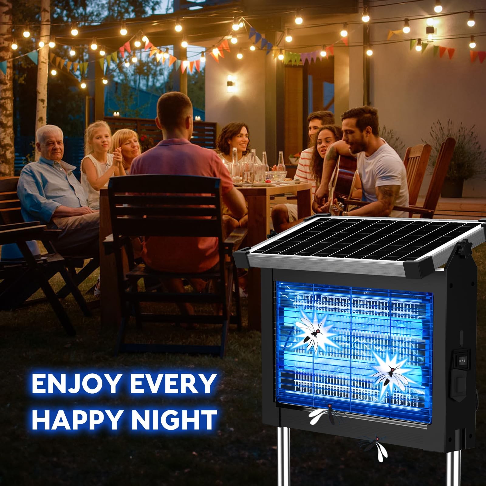 Solar Bug Zapper Outdoor, Mosquito Zapper 4500V, Waterproof Portable Fly Zapp…