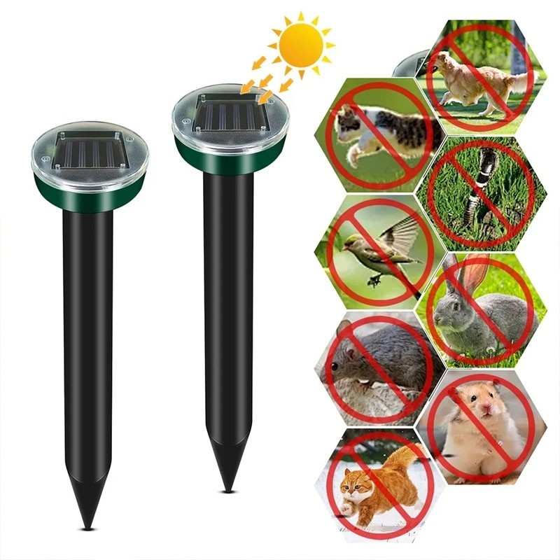 4 PCS Solar Power Ultrasonic Repellent Mice Gopher Mole Snake Squirrel Repeller