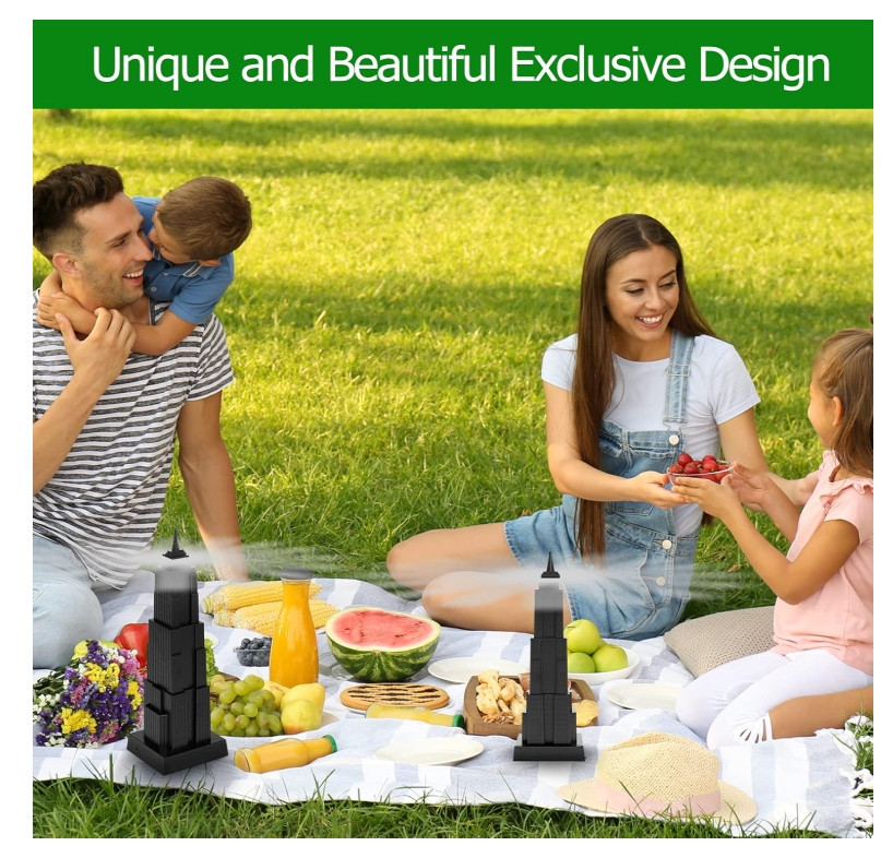 2 Pc of Fly Fans for Tables Repellent Indoor Outdoor with Soft Fan Blades Picnic