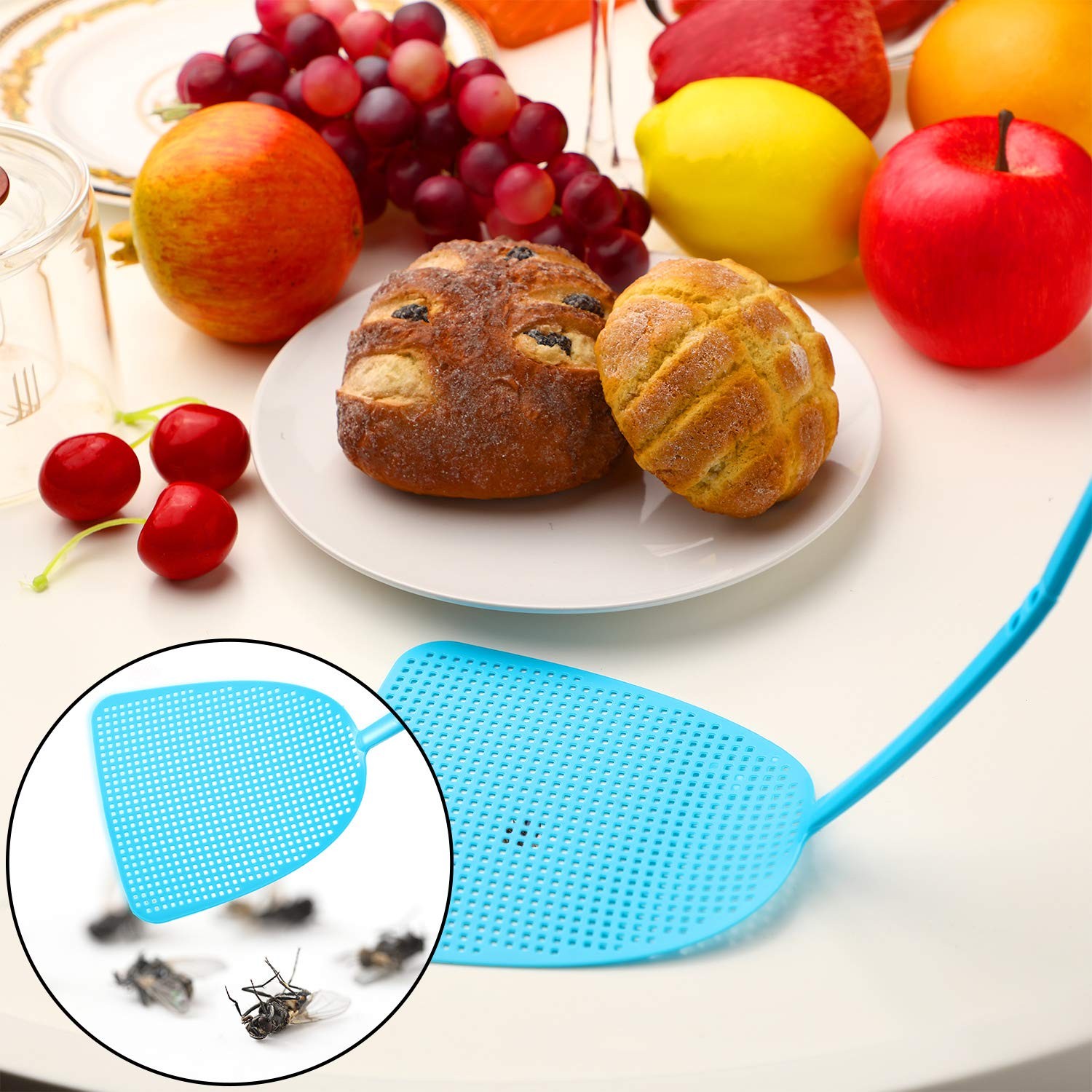 Boao 10 Pcs Fly Swatter Bulk Plastic Colorful Strong Flexible Manual Fly…