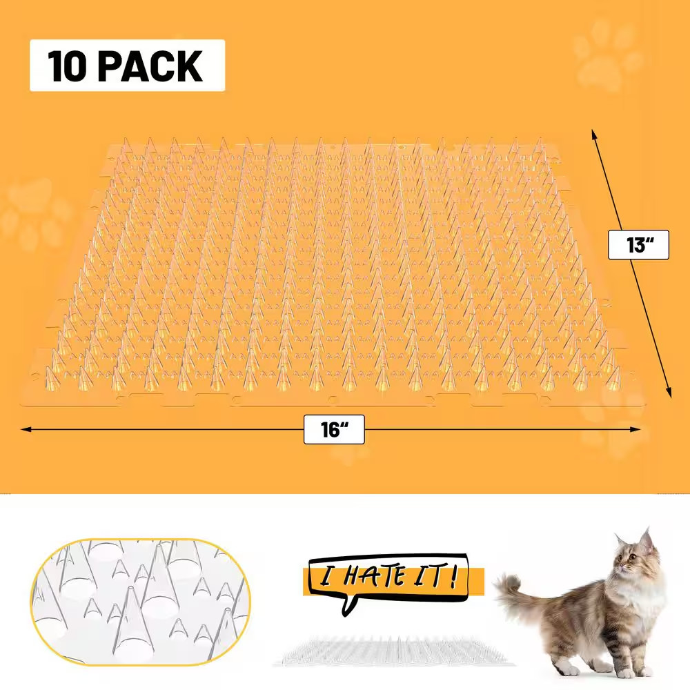 10-Pack Cat Deterrent Mat, 16 X 13 In. Scat Mat with Spikes for Indoor and Outdo