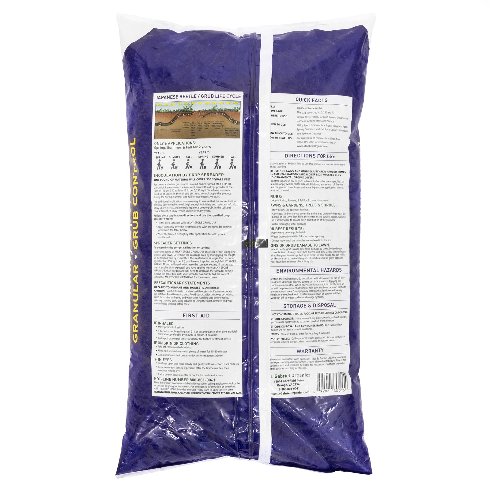 St. Gabriel Organics Milky Spore Japanese Beetle Killer Granules, 15lbs, 3 Pack