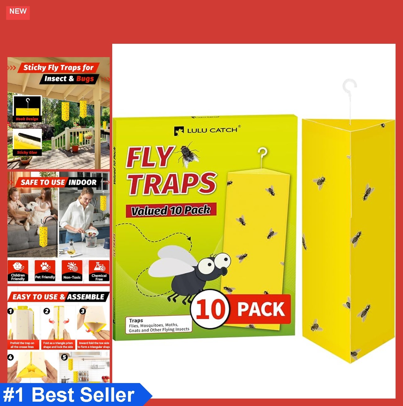 Sticky Fly Traps 10 Pack Yellow Glue Traps for Gnats Mosquitoes Fruit Flies