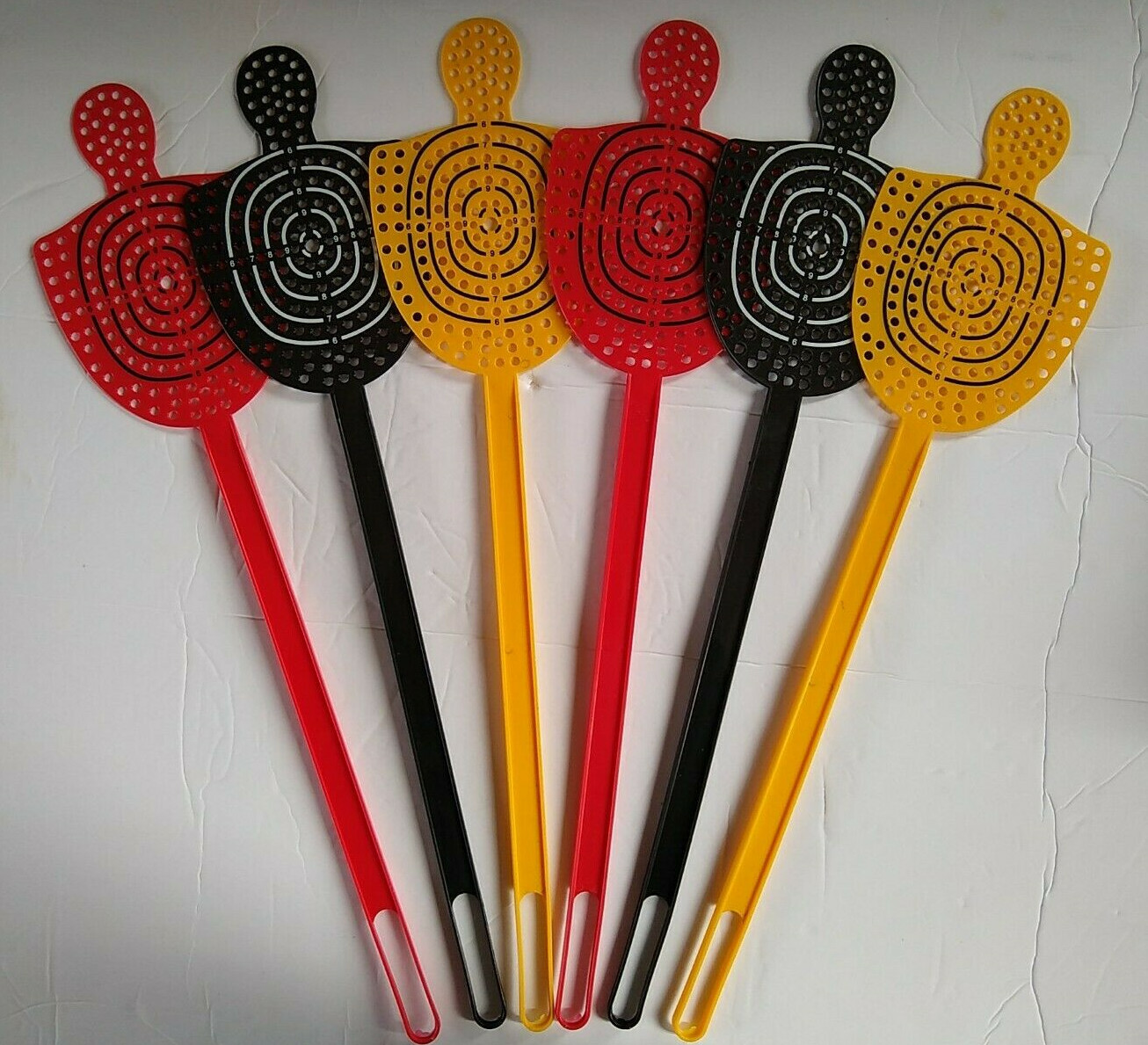 Fly/Bug Swatter Bullseye By Woodland Creek (6) Pack Yellow Red Black Plastic