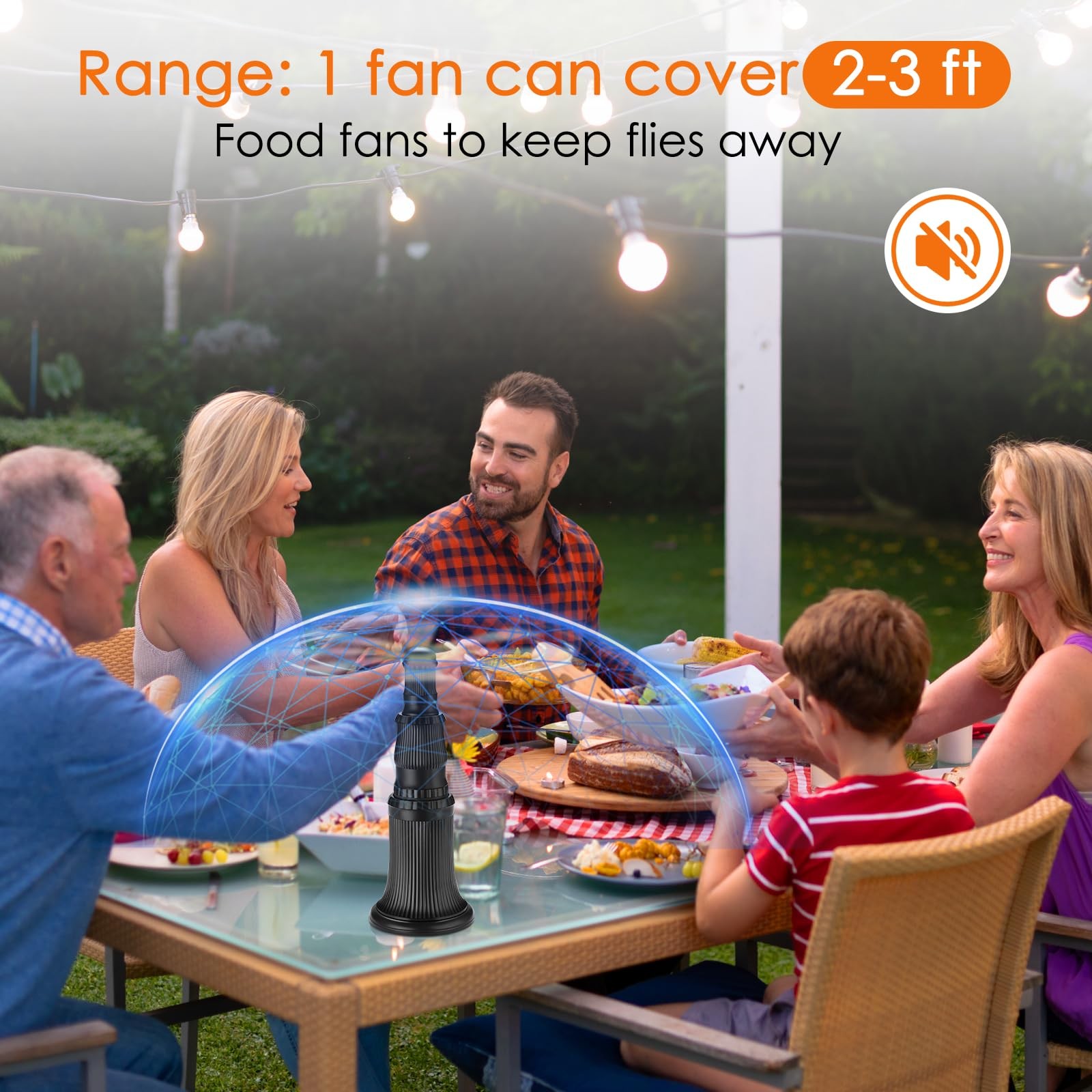 Fly Fans for Tables 4 Pack – Portable Automatic Picnic Table Food Repellent -…