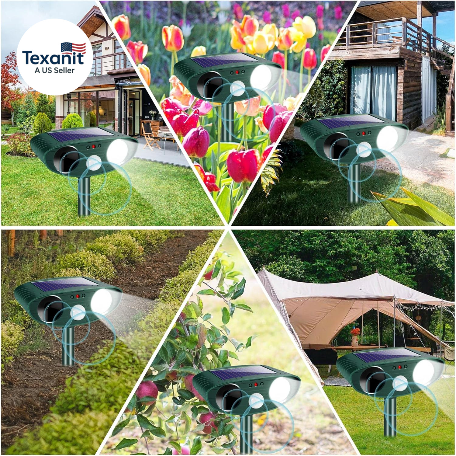 2026 New Squirrel Racoon Fortress Pro Deer Repellent, Solar Ultrasonic Animal Re