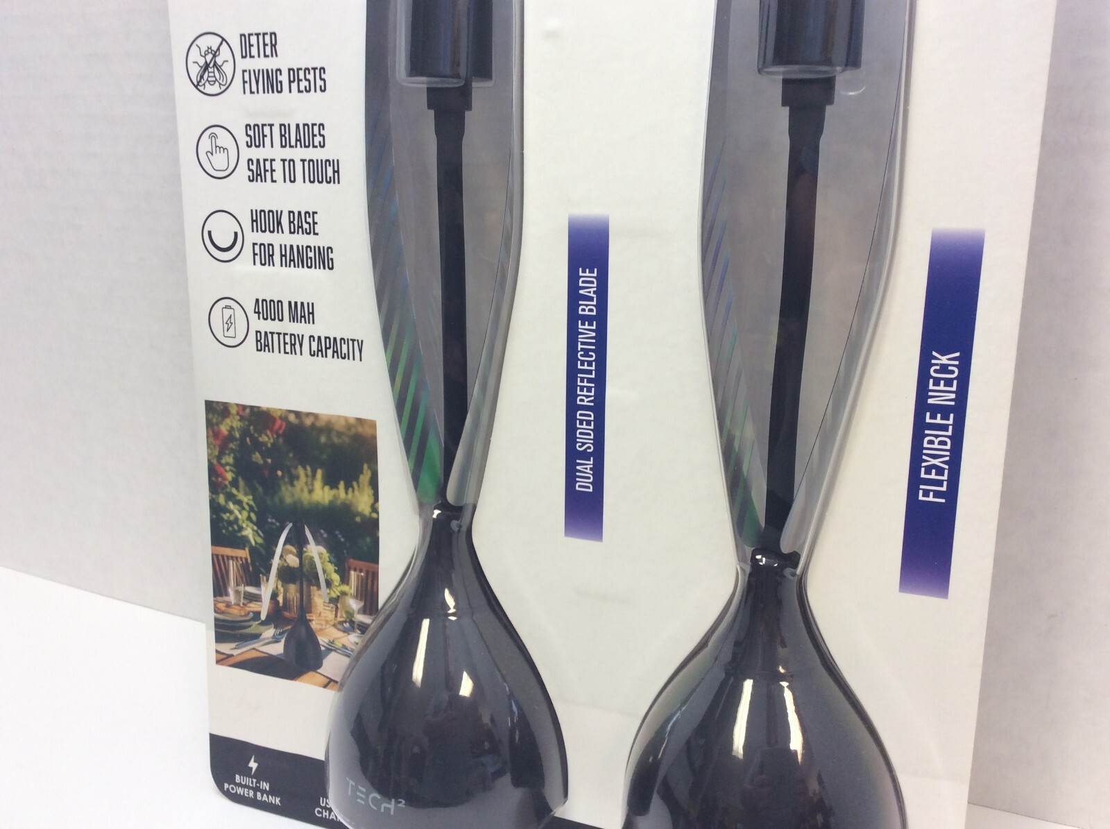 Tech2 Fly Fan & Portable Charger, Soft Blades, Silent Spin, Twin Pack, SEALED
