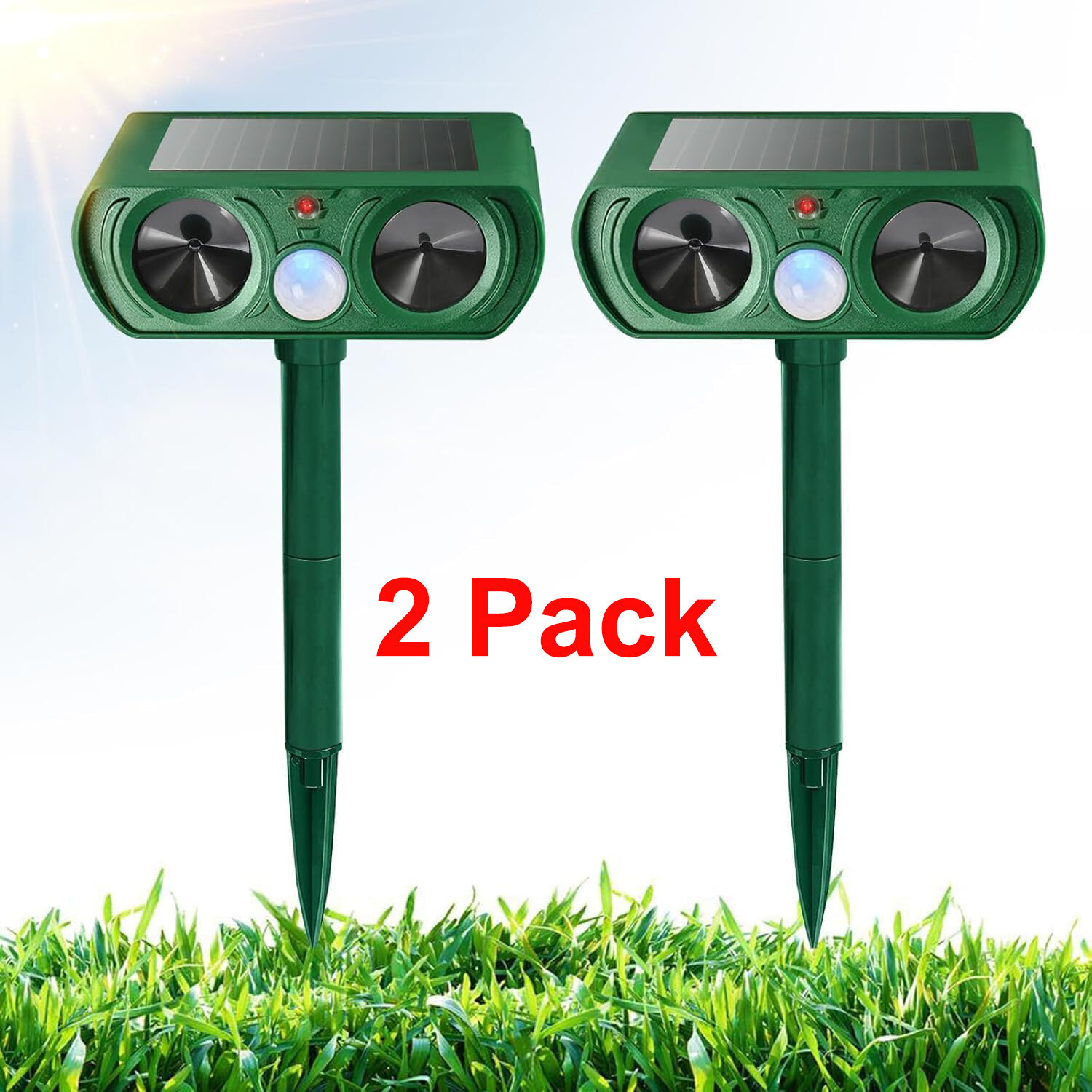 2/4 Pcs Animal Repeller Ultrasonic Solar Power Outdoor Pest Cat Mice Deer Sensor
