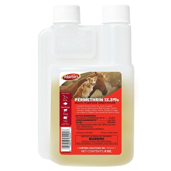 8 oz 13.3% Permethrin Control Mites Flies ETC on Livestock Dogs Poultry Farm Use