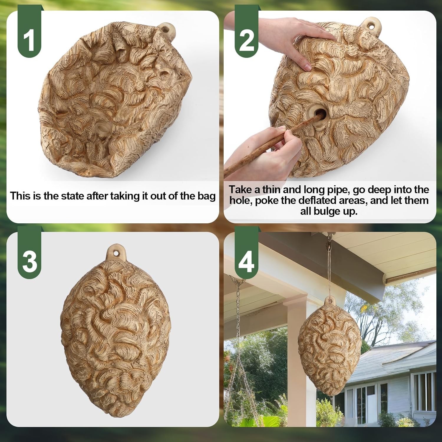 1 Pcs Hornet Nest Decoy 10” X 14” Simulated Latex Hornet’S Nest Hangi