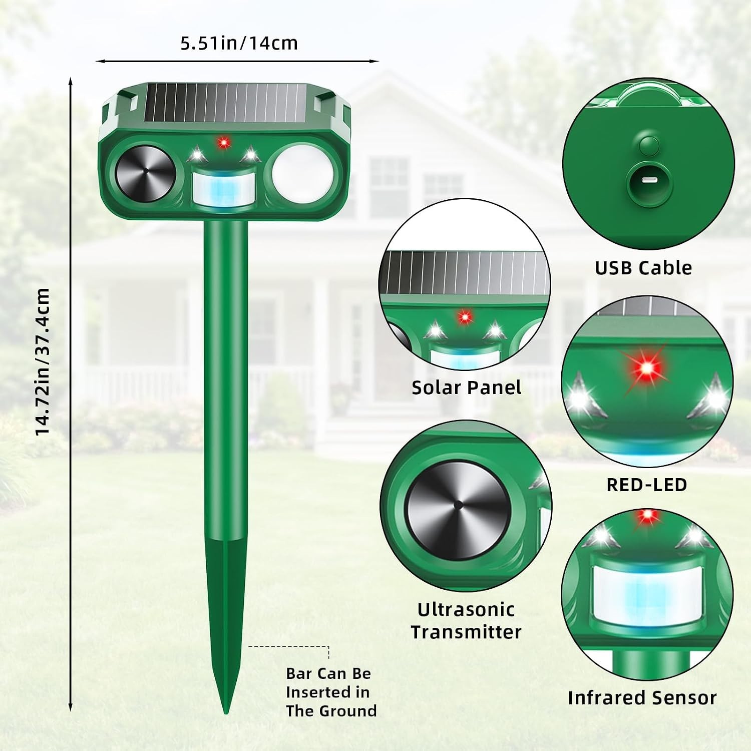 2026 Sonic Fortress Pro Deer Repellent Outdoor,Solar Ultrasonic Animal Repeller
